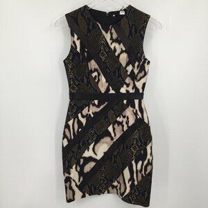 DVF Diane von Furstenberg Nikita Black dress leather shift snake brown new 0